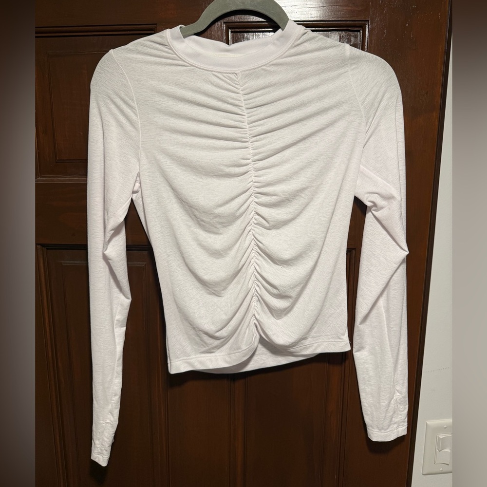 Abercrombie mesh workout top long sleeve white